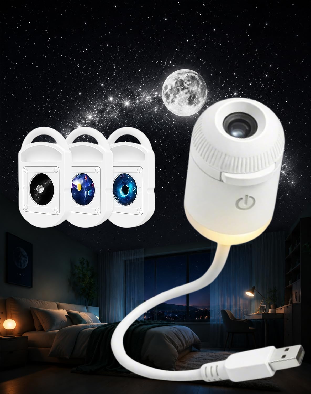 Oklumi Galaxy Projector, Star Projector for Bedroom Ambient (3 PCS)
