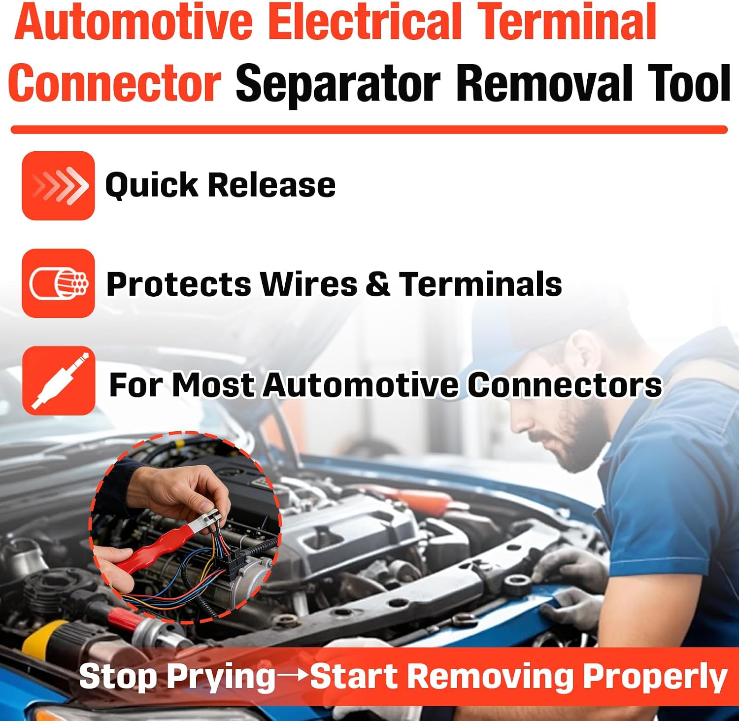 4 Pcs Automotive Electrical Terminal Connector Separator Removal Tool, Dual End Metal Electrical Connector Remover Tool Universal for Car and Most Vehicles