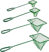 DAGUANZHI 4 Pack Aquarium Fish Nets Fine Mesh Nylon Scoop (3in,4in,5in,6in) Plastic Handle Green Tank Nets