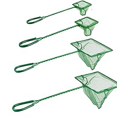4 Pack Aquarium Fish Net Fine Quick Catch Mesh Nylon Fishing Catch Nets with Plastic Handle for Fish Tank Mesh Nets Scoop - Green