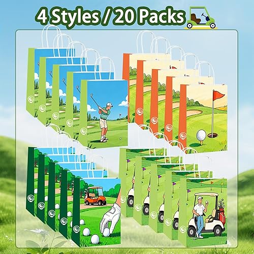 Miniatura 4 de Yowget 20 bolsas de regalo de golf, decoraciones de fiesta temática de golf, bolsas de dulces con asa para suministros de fiesta de cumpleaños