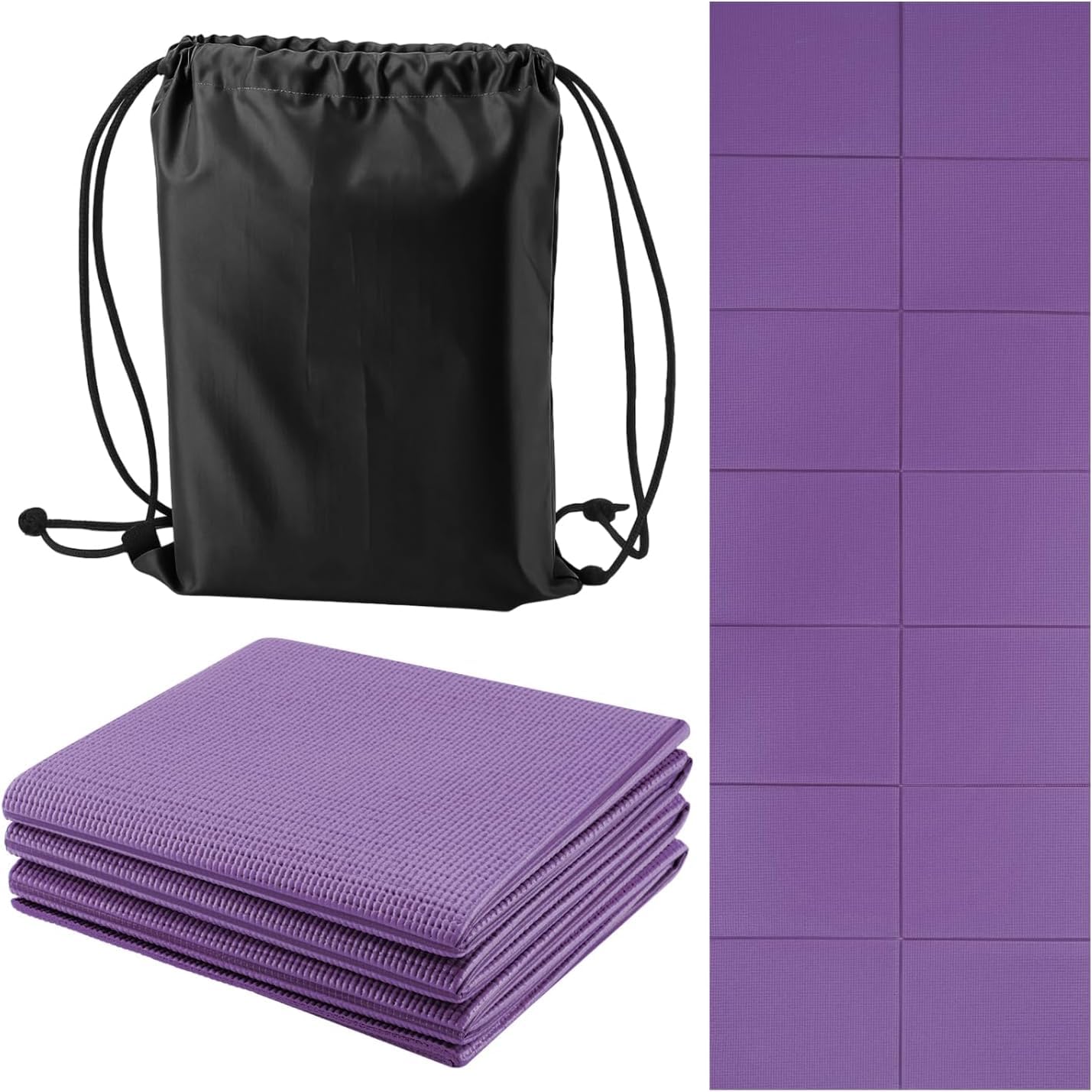 M.J COMFY-LIFE Travel Foldable Yoga Mat — 5mm Non-Slip Portable Exercise & Gym Mat for Yoga, Pilates, Travel & Fitness (Lightweight, Water-Resistant, Fits Backpack) — Unisex (Purple)
