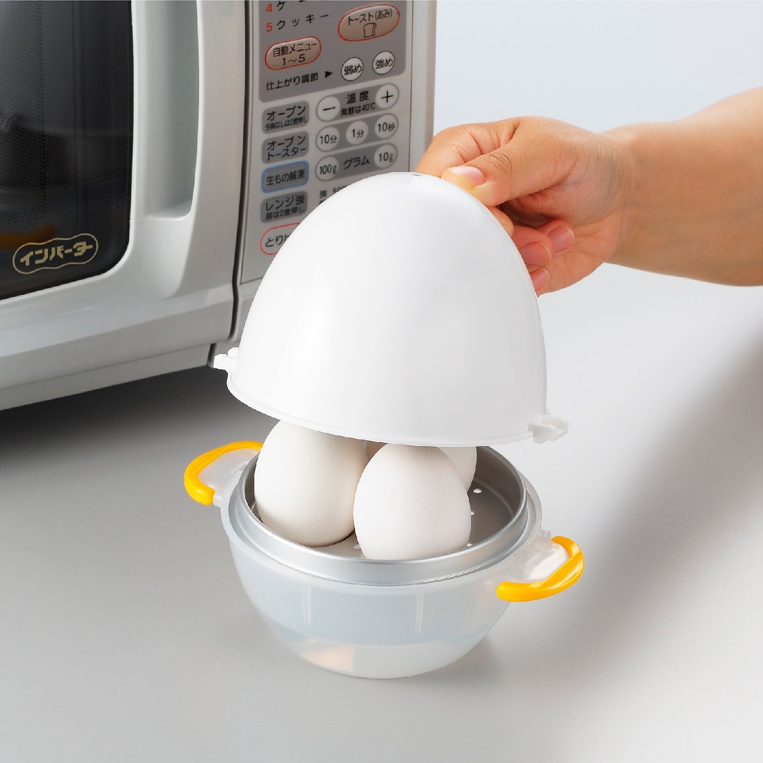 Amazon.co.jp: 曙産業 ゆでたまご器 3個用 オレンジ 日本製 電子レンジ