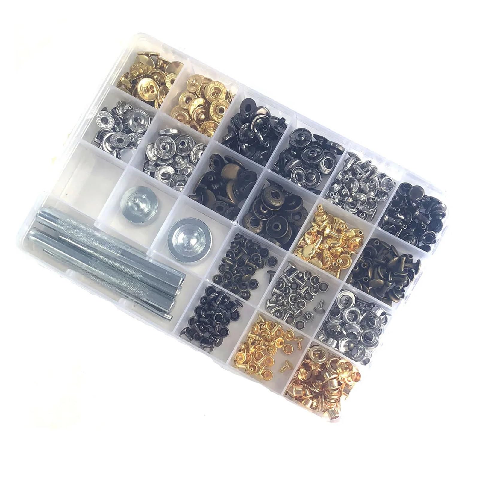 400 set Bottoni a pressione in metallo/ottone/Occhiello con rondella/Rivetti a doppio cappuccio for abbigliamento Borsa artigianale Scarpe Cintura Jeans Sarto fai-da-te Facile da applicare