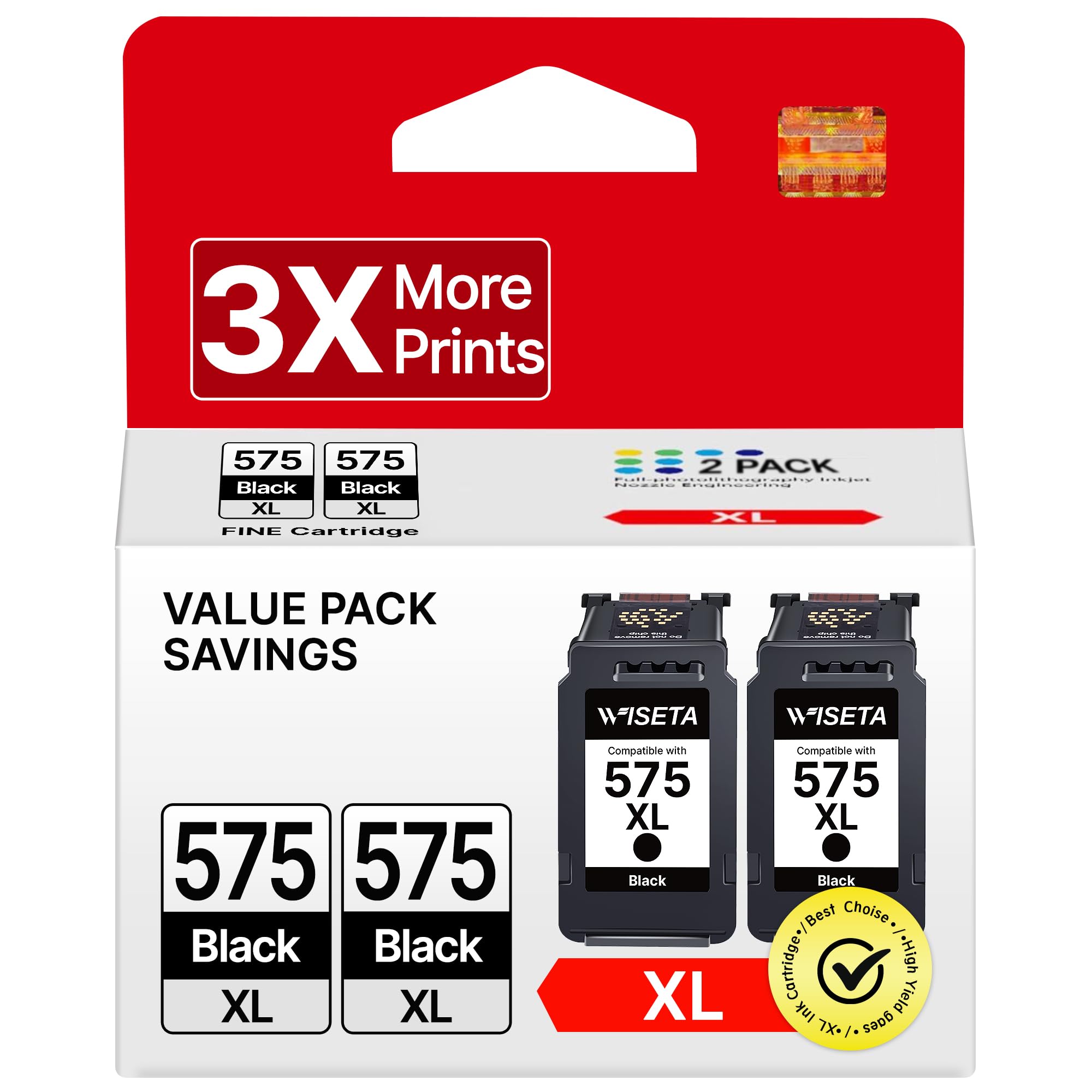 WISETA PG-575XL 575XL Schwarz Druckerpatronen für Canon 575 Black 575 XL PG575XL PG 575 PG575 Patronen für Canon TS3750i TS3751i TR4755i patronen TS3550i TS3551i TS3752i TR4750i TR4751i (2 Schwarz)