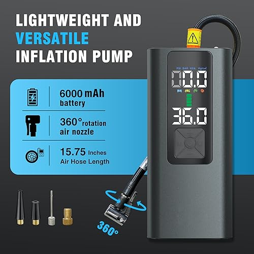 Miniatura 2 de Inflador de neumáticos, compresor de aire portátil, bomba de aire automática para neumáticos de automóvil, accesorios de automóvil con manómetro