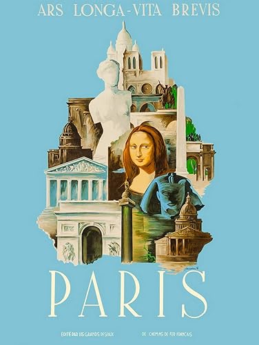 TYmall Rompecabezas de 1000 piezas para niños y adultos, Mona Lisa Francia, Francia, París, europeo, vintage, arte de viaje, juguete educativo,