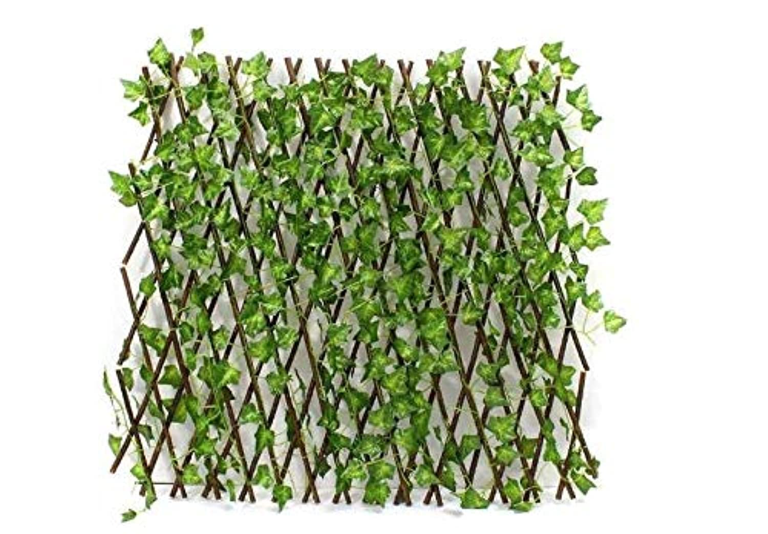 Expandable wicker large fence with faux plants (120cm height)