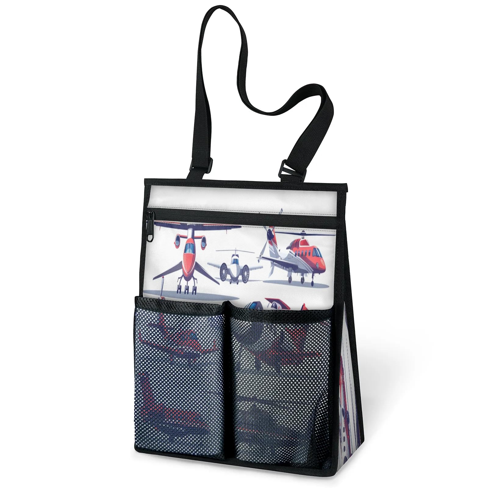 Ourtheme Aircraft Pattern Portable Shower Bag for Travel Gym Camp Beach Tote Shower Caddy Bags Hanging Toiletry Organizer