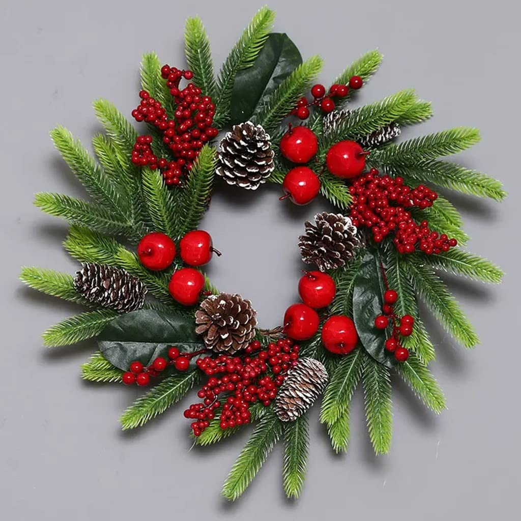 Corona navideña de 16 pulgadas para exteriores, Corona navideña para decoración de guirnaldas navideñas para chimeneas de pared y Salas de estar