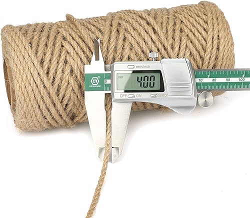Miniatura 9 de joycraft Cordel fino de yute de 1640 pies, cuerda de cáñamo decorativa marrón de 0.059 pulgadas, cuerda resistente de 2 capas para obras de arte,