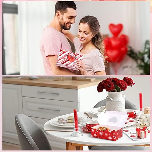 Miniatura 7 de MIMIND Cajas de galletas para el día de San Valentín de 7.8 x 4.7 x 2.75 pulgadas, cajas de pastelería con ventana de corazón, cajas de dulces con