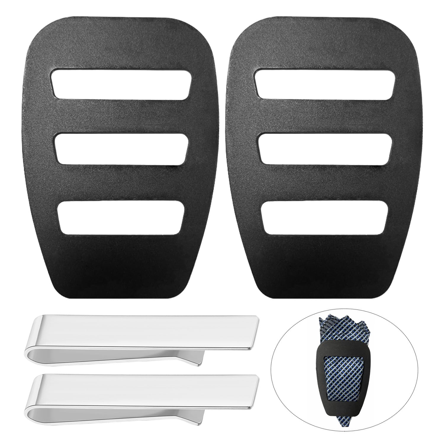 USHXVG2 Square Towel Holders, 2 Tie Clips, Silk Pocket Square, Black Pocket Square, Men's Accessories, Suit Accessories, Men's Silk Pocket Square, Men's Handkerchief