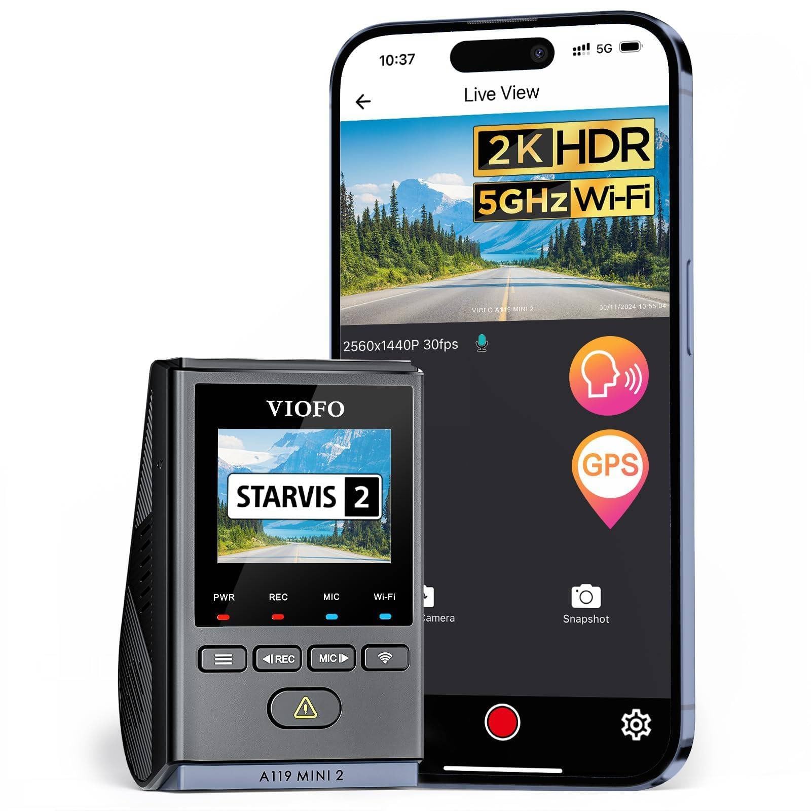 VIOFO Dash Cam A119 Mini 2, STARVIS 2 Sensor, 2K 60fps/HDR 30fps …