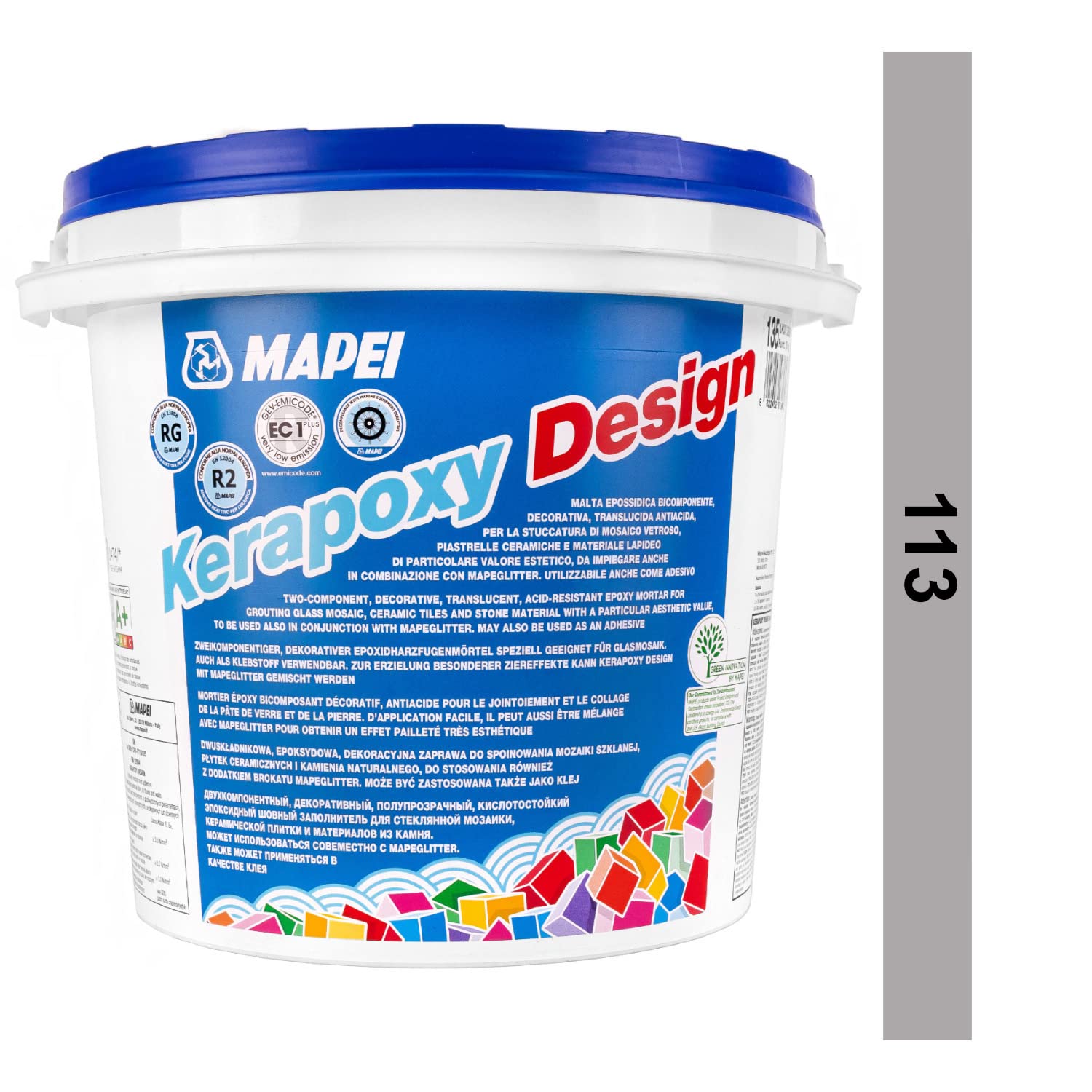Mapei Kerapoxy Design - Mortero epoxídico de color gris cemento 113, de 3 kg