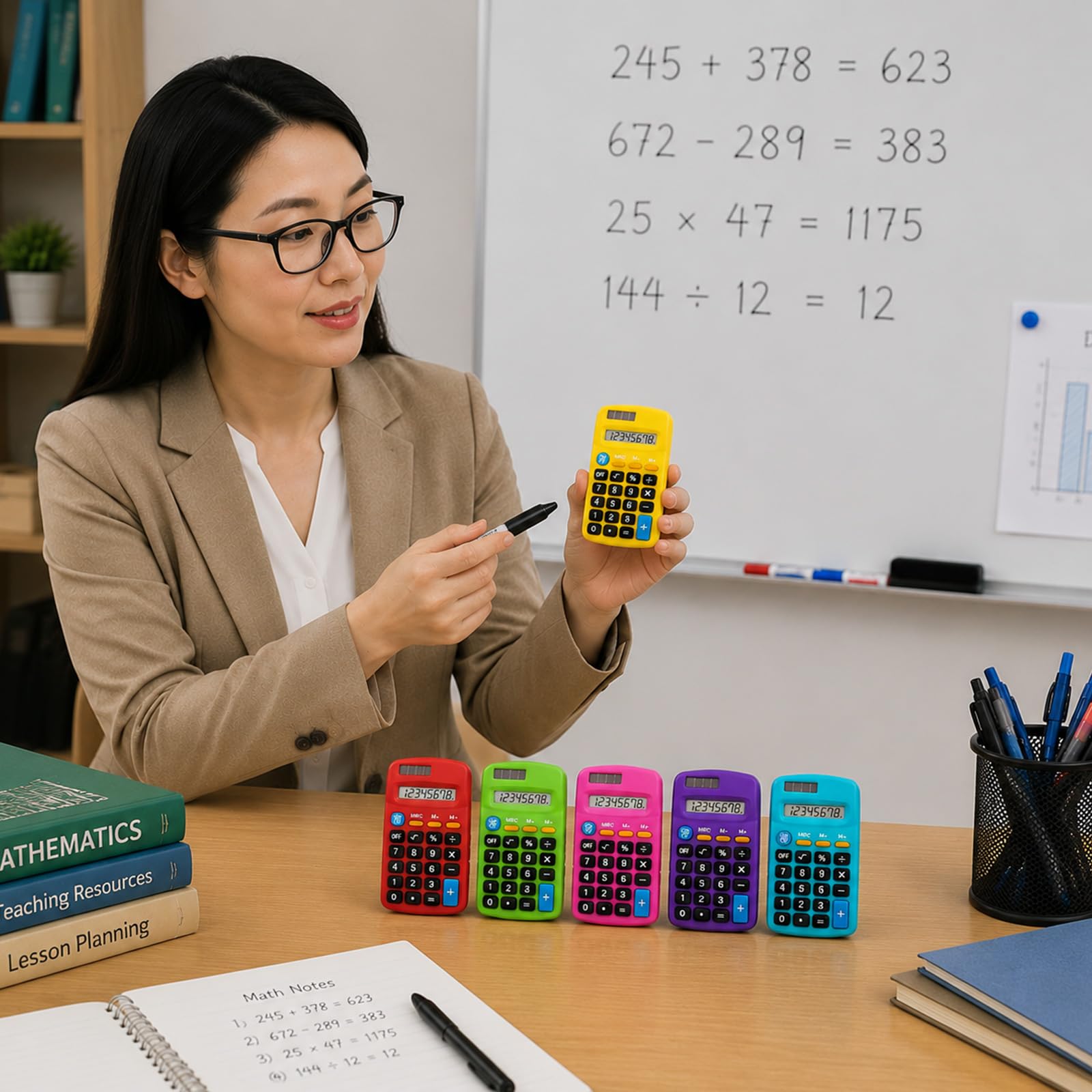 Calculatrice de poche à écran 8 chiffres - Calculatrice de base solaire - Mini calculatrice à double alimentation pour bureau, maison, bureau, école, enfants, 6 couleurs (18 pièces)