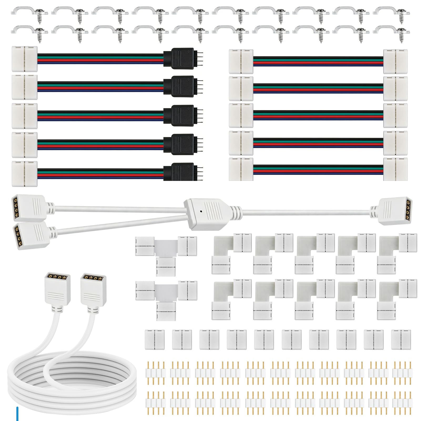 10mm 4pin 5050 RGB LED Strip Solderless Connector Kit, Led Strip Connector