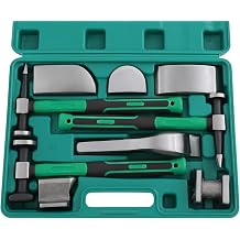 9 Piece Auto Body Repair Tool Kit, Heavy Duty Hammer Dolly Set with 45# Steel Construction, Car Fender Repair Tools for Dent Removal, Mechanics, Includes Carrying Case