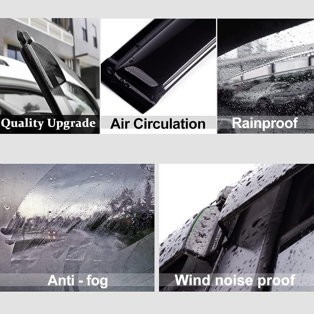 Wensdy 4pcs Out-Channel Tape-On Nice Wind Deflector Set, Side Rain Guards, Window Visors fit for 2011-2020 Mitsubishi Outlander (Not Fit Outlander Sport Models) 94642