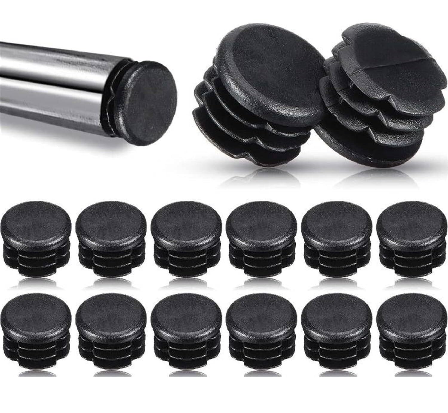 Chair Leg Floor Protectors Chair Leg Protectors Rubber Plastic Caps Tube End Covers 12 Pcs Black Multiple Sizes(48mm)