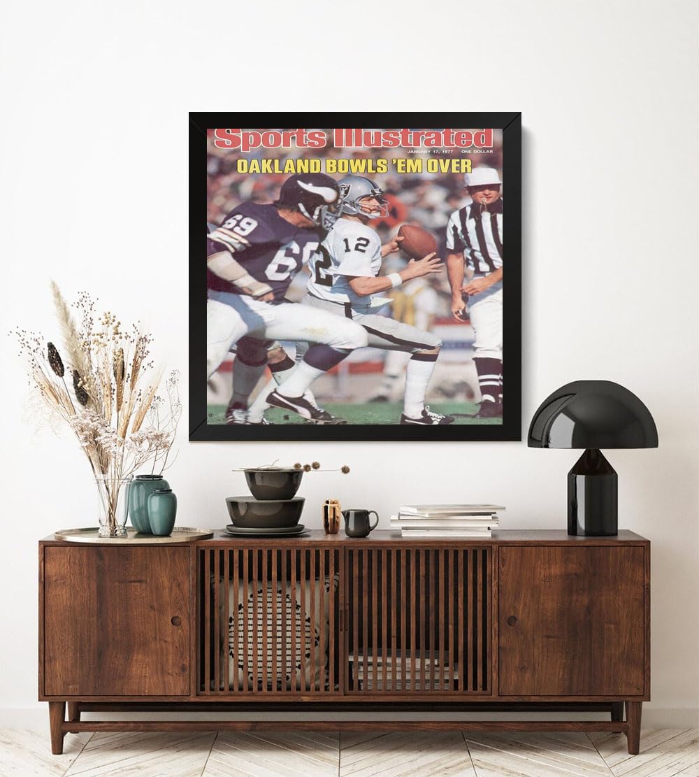 GADGETS WRAP Printed Photo Frame Matte Painting for Home Office Studio Living Room Decoration (17x17inch Black Framed) - Oakland Raiders