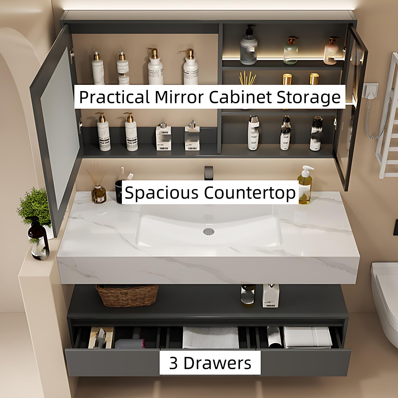 Amazon.com: Genpai 48IN Bathroom Vanity with Sink - One