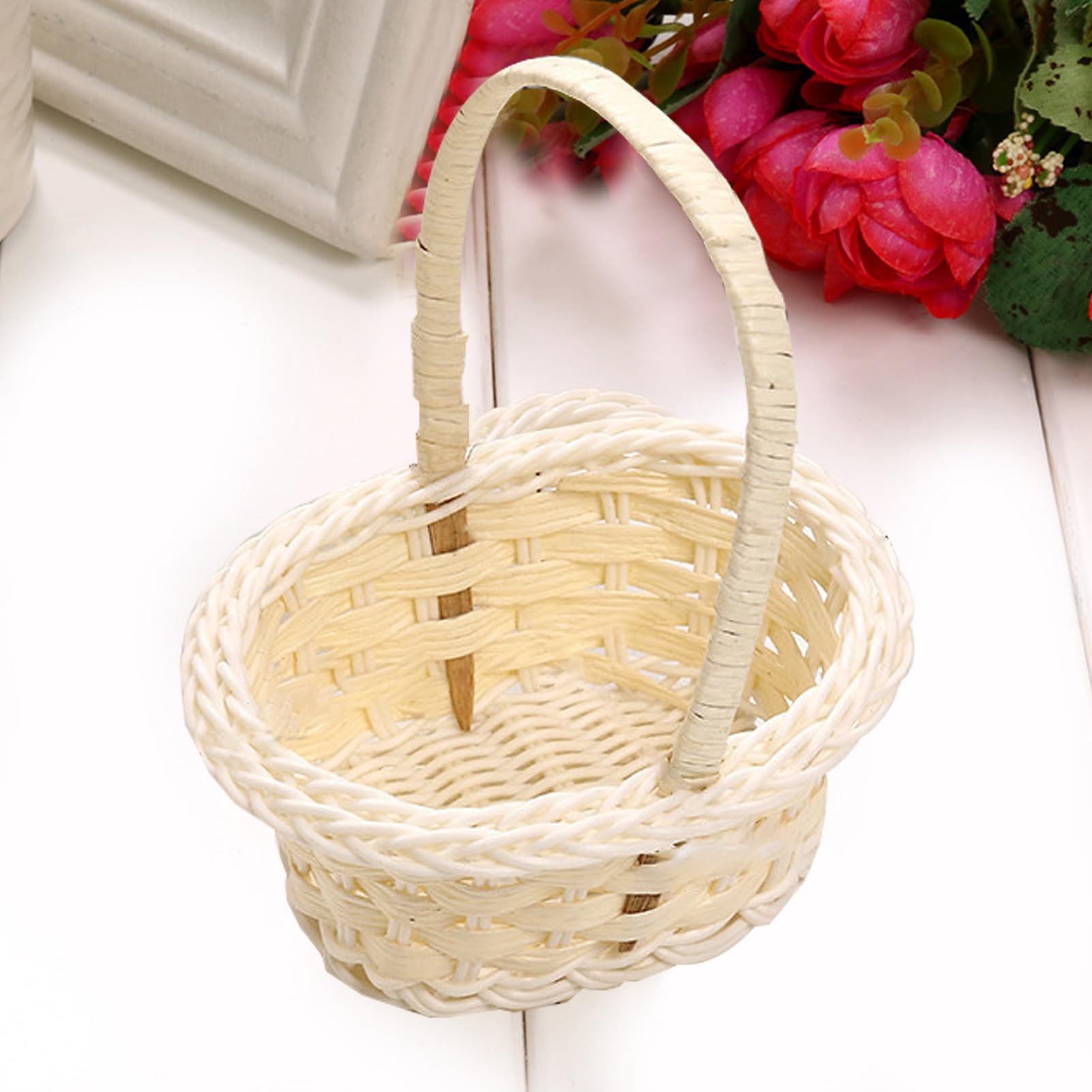 Set Di 3 Cestini In Vimini Per Matrimonio – Piccoli Cestini Con Manico, Perfetti Per Damigelle, Petali O Decorazioni Rustiche, Diametro 13 Cm