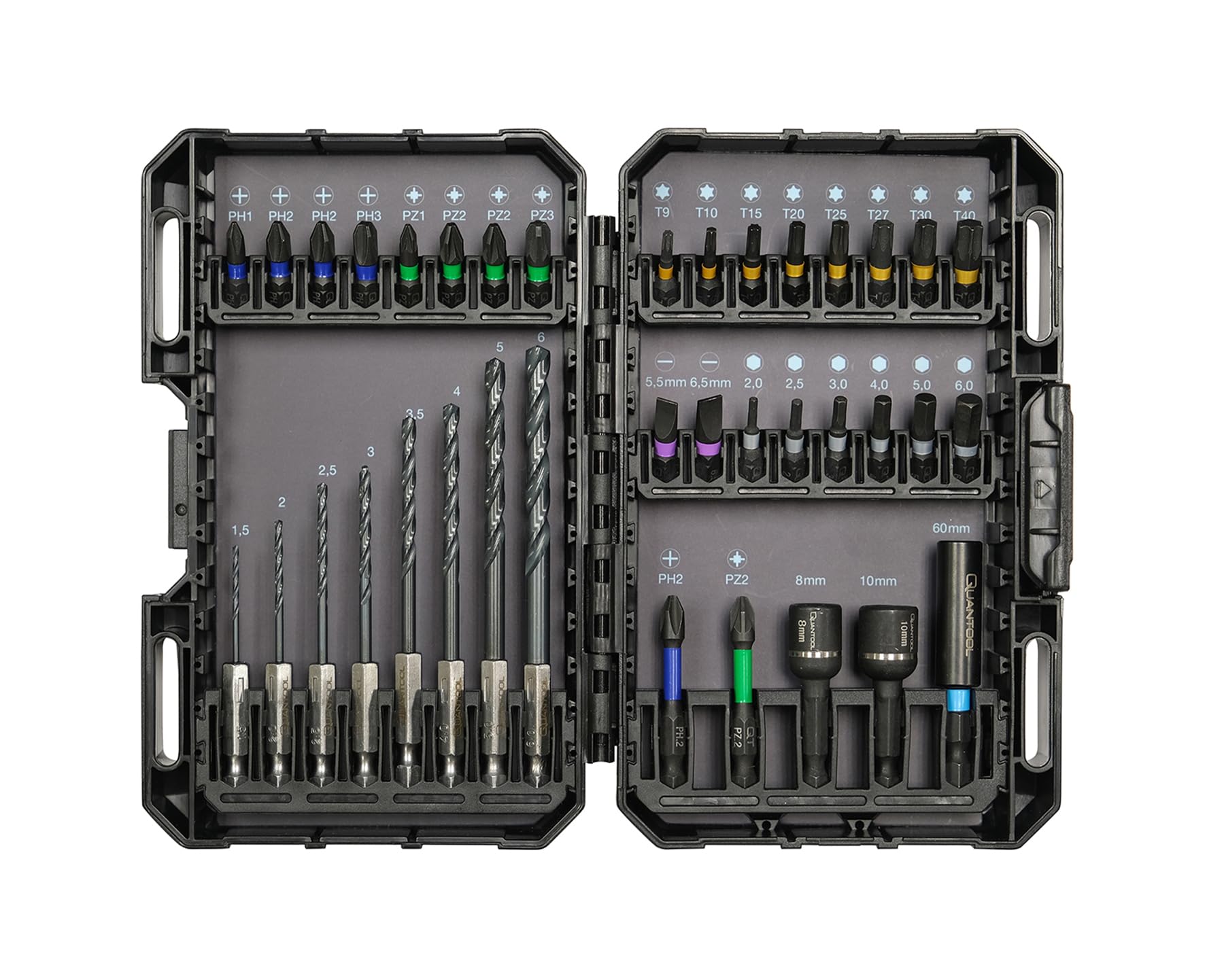 Juego de brocas Brüder Mannesmann Q25237 de 37 piezas para evitar brocas rotas