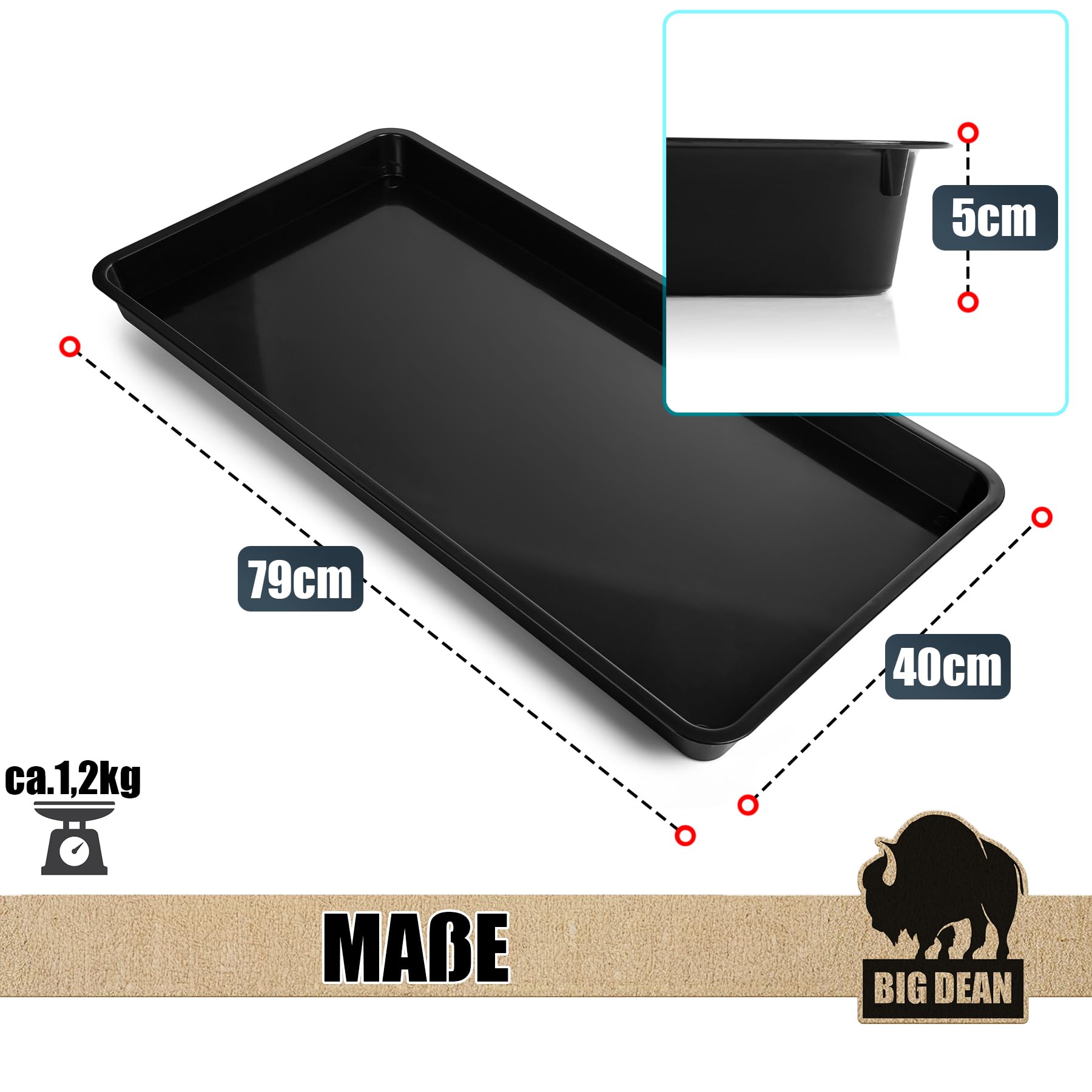 BigDean XL Wanne Universal als Pflanzschale Ölwanne Katzenklo Schuhabtopfschale Made in Europe