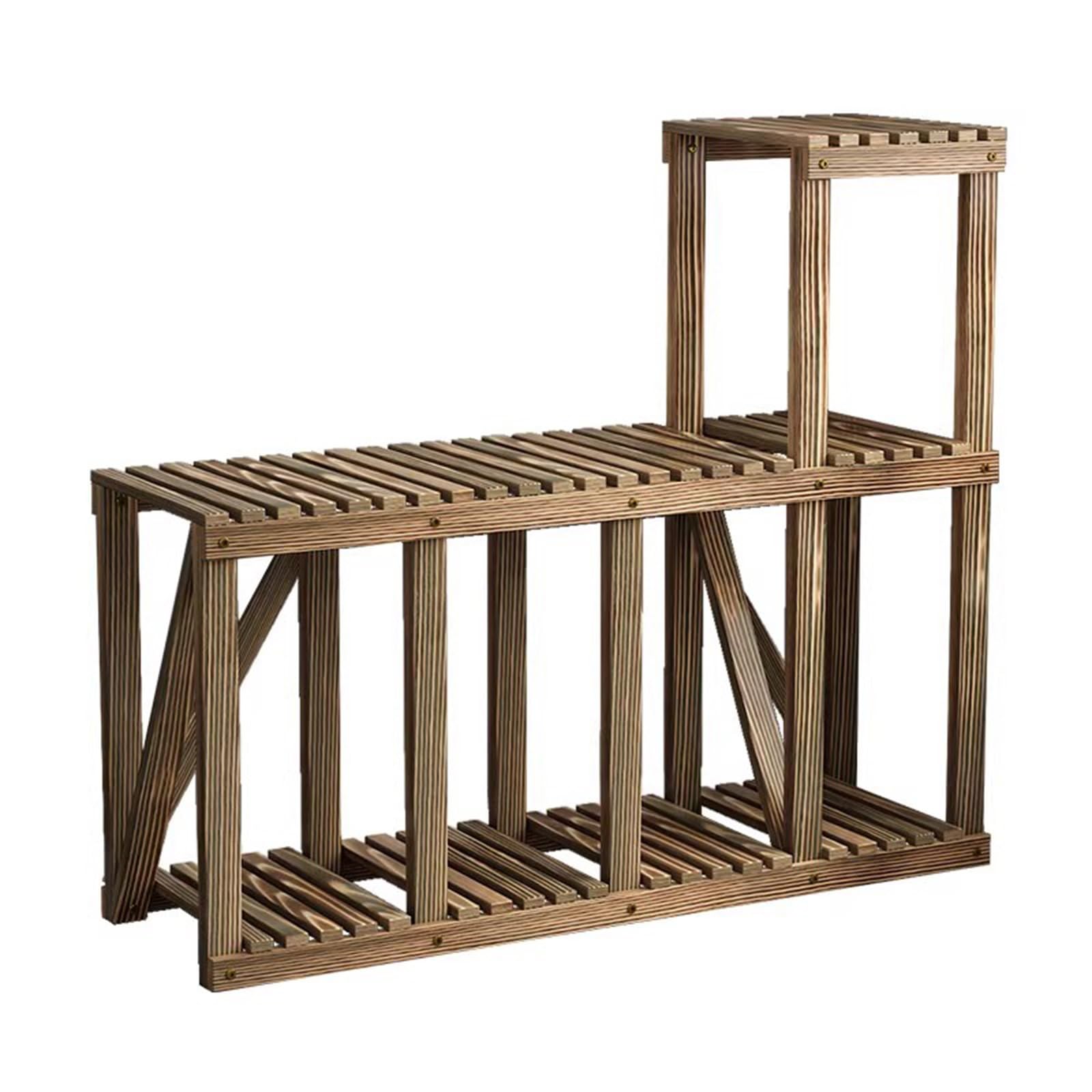 Support pour Aquarium en Bois Massif, Robuste Et Résistant, avec Rangement à Plusieurs Niveaux, en Pin Carbonisé, étanche Et Résistant à Lhumidité, Idéal pour Un 70cm/27.6in