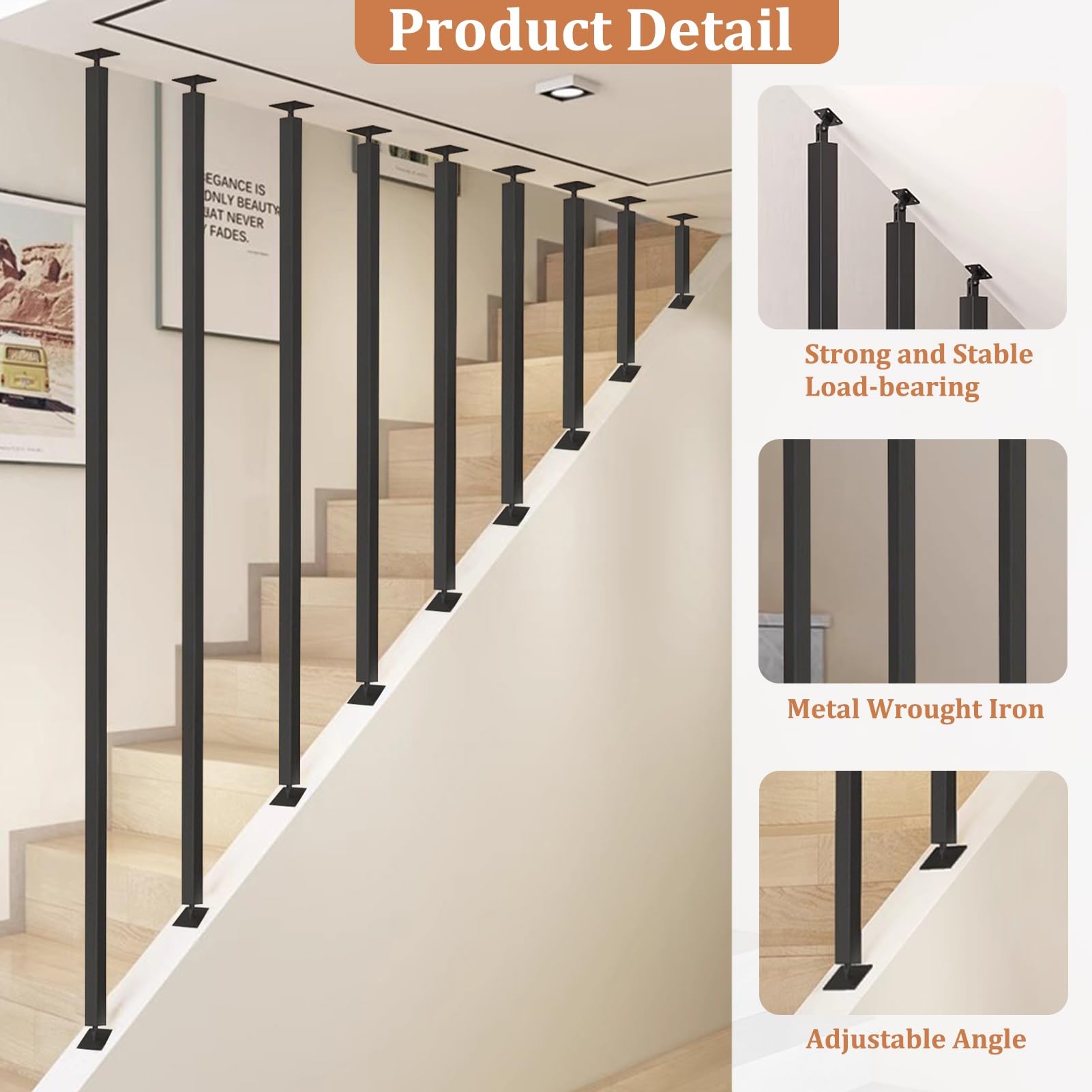 Kit de barandilla de escalera antideslizante para proteger el suelo y el techo, uso en interiores y exteriores, perfecto para niños y personas mayores, mejora la seguridad del hogar