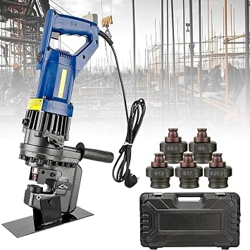 110V 1300W Electric Hydraulic Hole Puncher with 5 Punch Dies,Electric Hydraulic Hole Punching Tool, Channel Steel Angle Steel Hydraulic Punch, for Steel, Iron, Aluminum, Copper
