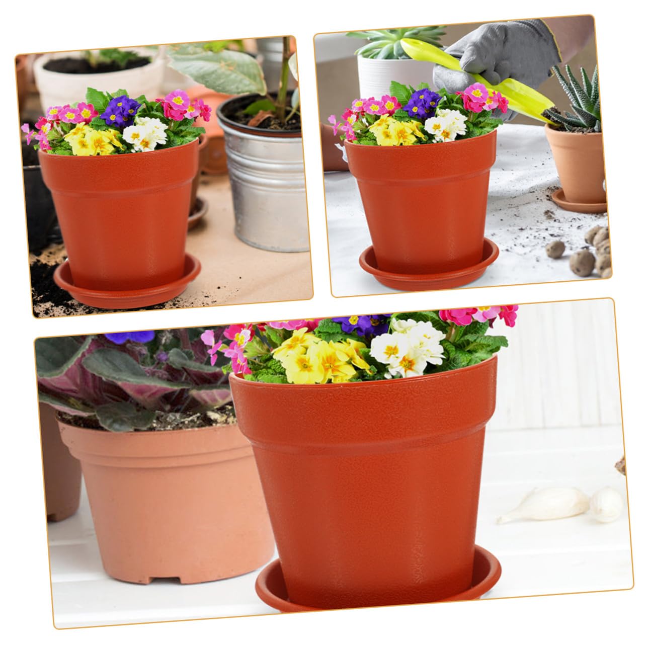 SUPVOX 10 Ensembles Pots de Fleurs Plastique Drainage et Soucoupes Pots de Plantation Polyvalents pour Fleurs et Semis pour Intérieur et Jardin