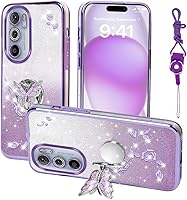 Vista 10 de Funda protectora para Motorola Moto G24, funda protectora de TPU con función atril y correa para Motorola G24 Power (morado)