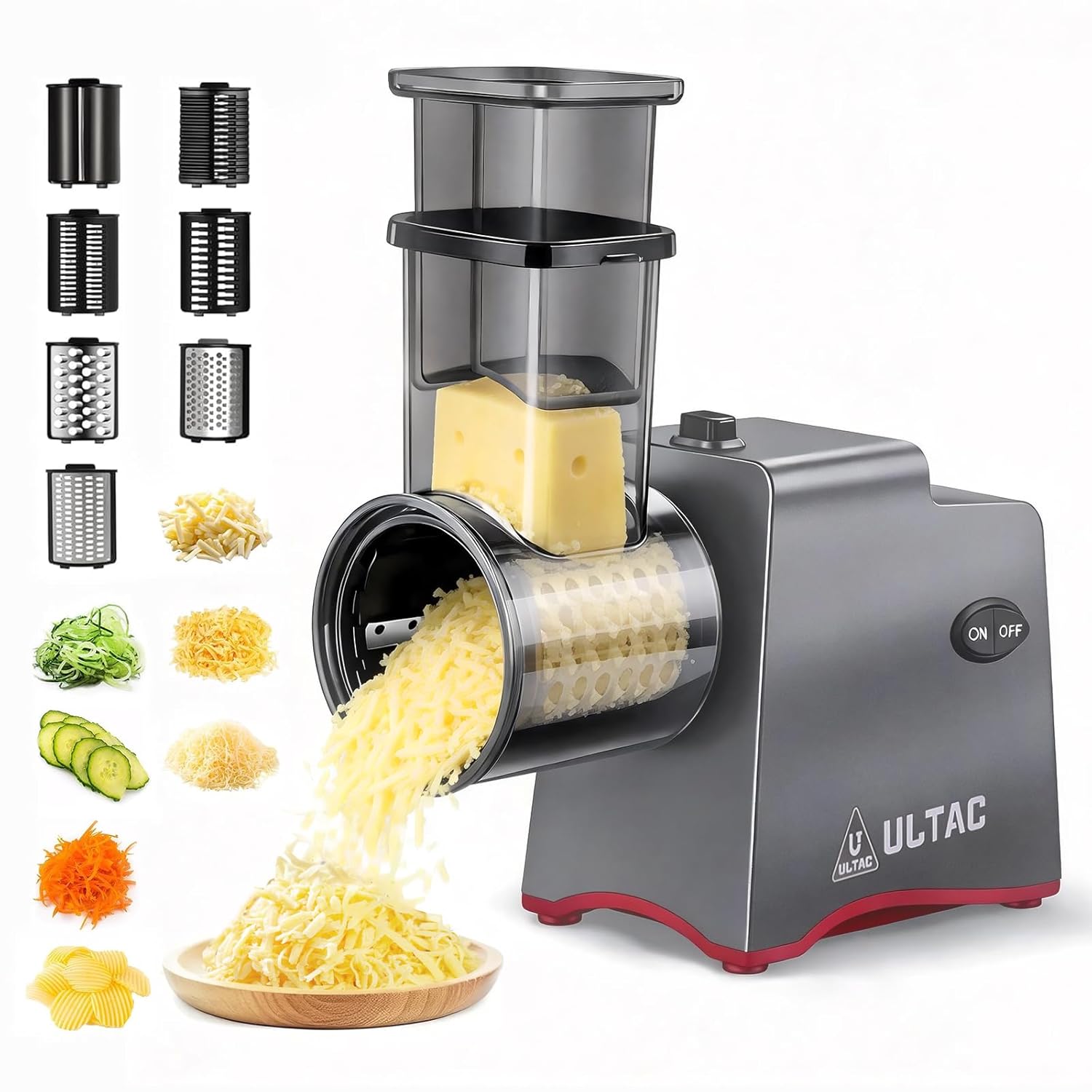 Cheese Grater Electric Electric Cheese Grater for Block Cheese with 7 Different Shapes of Blades 250W Electric Cheese