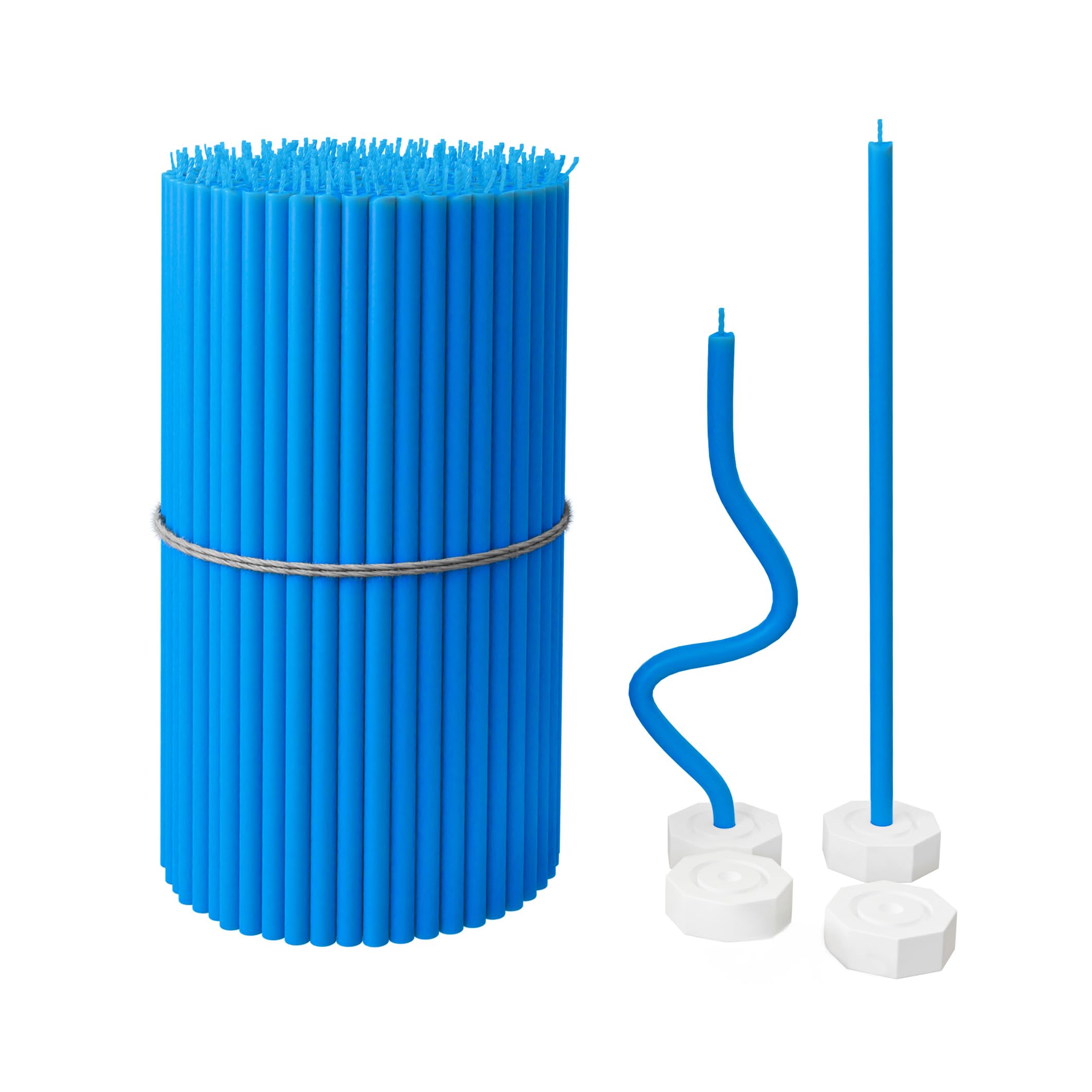 BlueBee Pure Beeswax Candles Bulk for Home - 100pcs Tall Thin Taper Candles + 4 Holders, Honey Scent, Smokeless, Long-Burn, All Natural for Church Prayer, Hanukkah, Birthday Cake, Christmas Advent