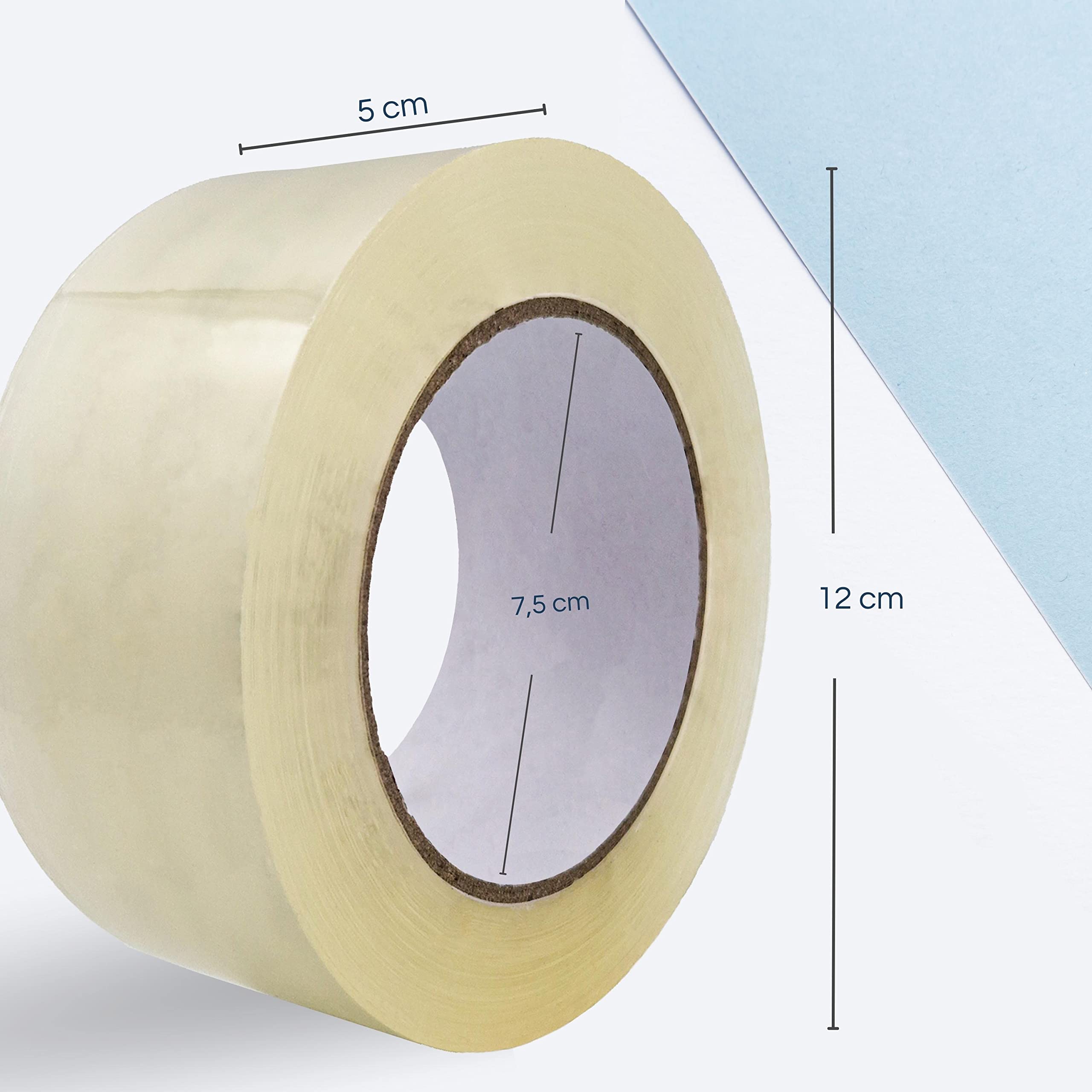 RAYLU PAPER – Cinta de Embalaje para Sellar Cajas de Cartón y Paquete, Cinta adhesiva resistente de 45 micras, Rollos de Precinto de 50 mm x 132m (36 unidades, Transparente)