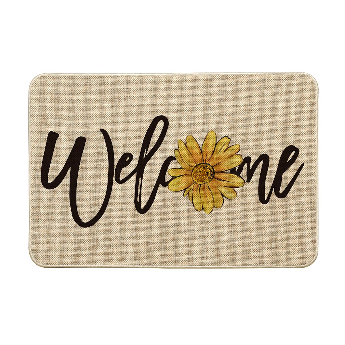Artoid Mode Sunflower Welcome Spring Doormat, Summer Home Decor Low-Profile Switch Rug Door Mat Floor Mat for Indoor Outdoor 24x35 Inch