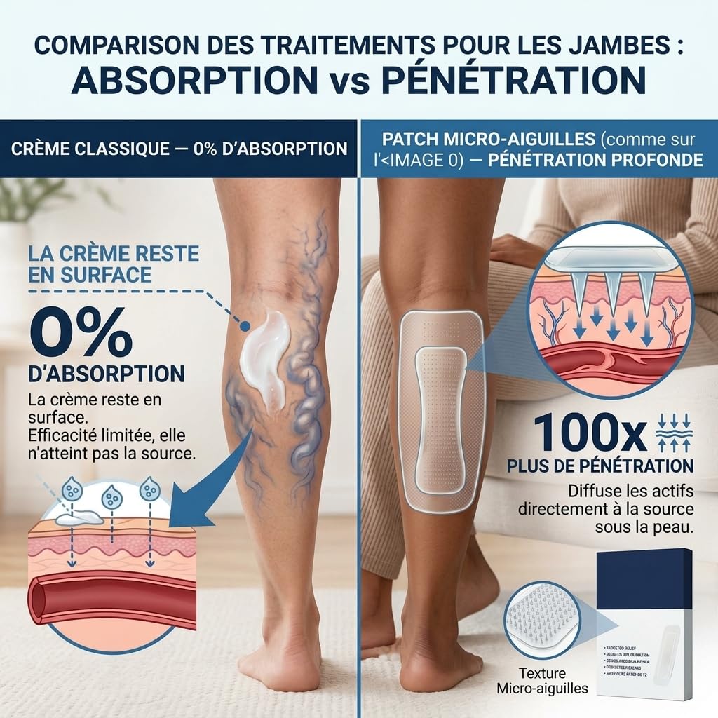 Vaduma Patch de soin des jambes – Doux pour la peau, léger et respirant, soin topique naturellement adhésif pour une peau confortable et lisse des jambes
