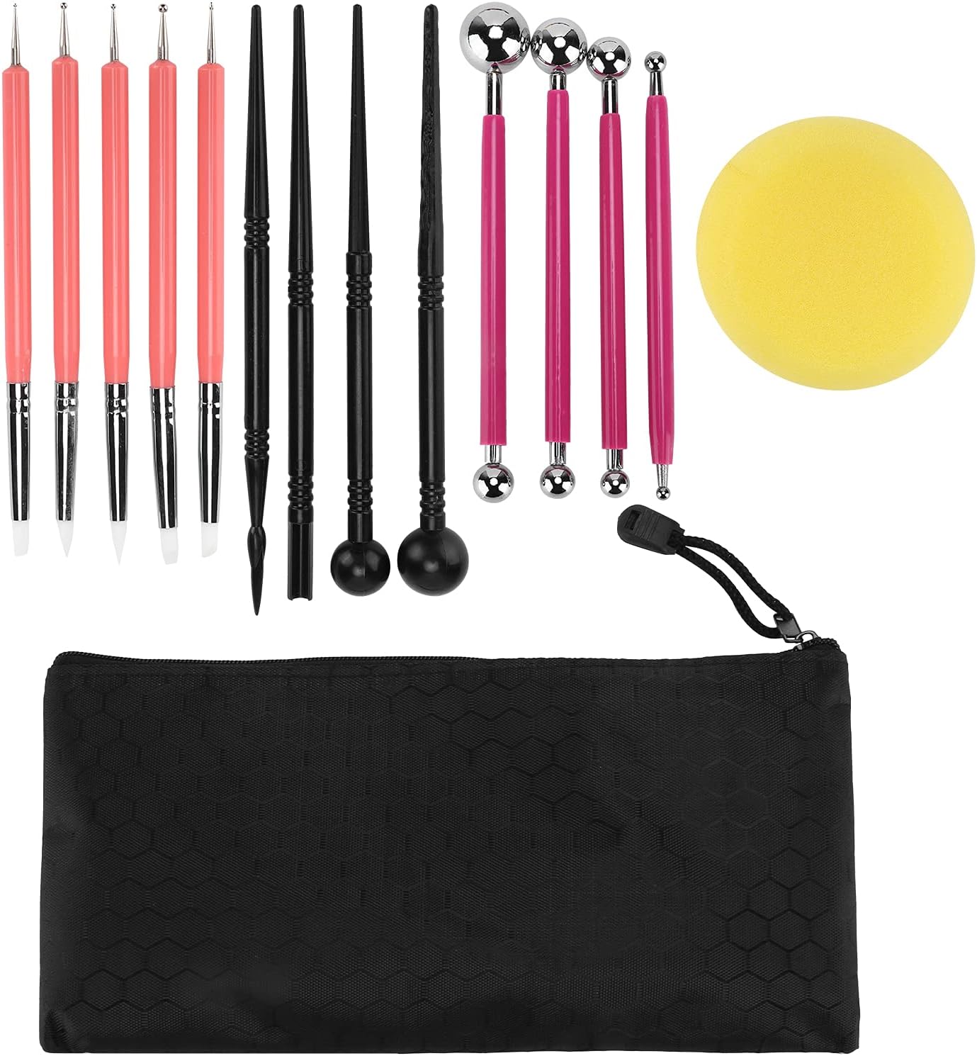 Polymer Clay Tools, Acrylic Metal Plastic Clay Modeling Tools Clay Sculpting Tools with Storage Bag for Clay, Pottery, Sculpture