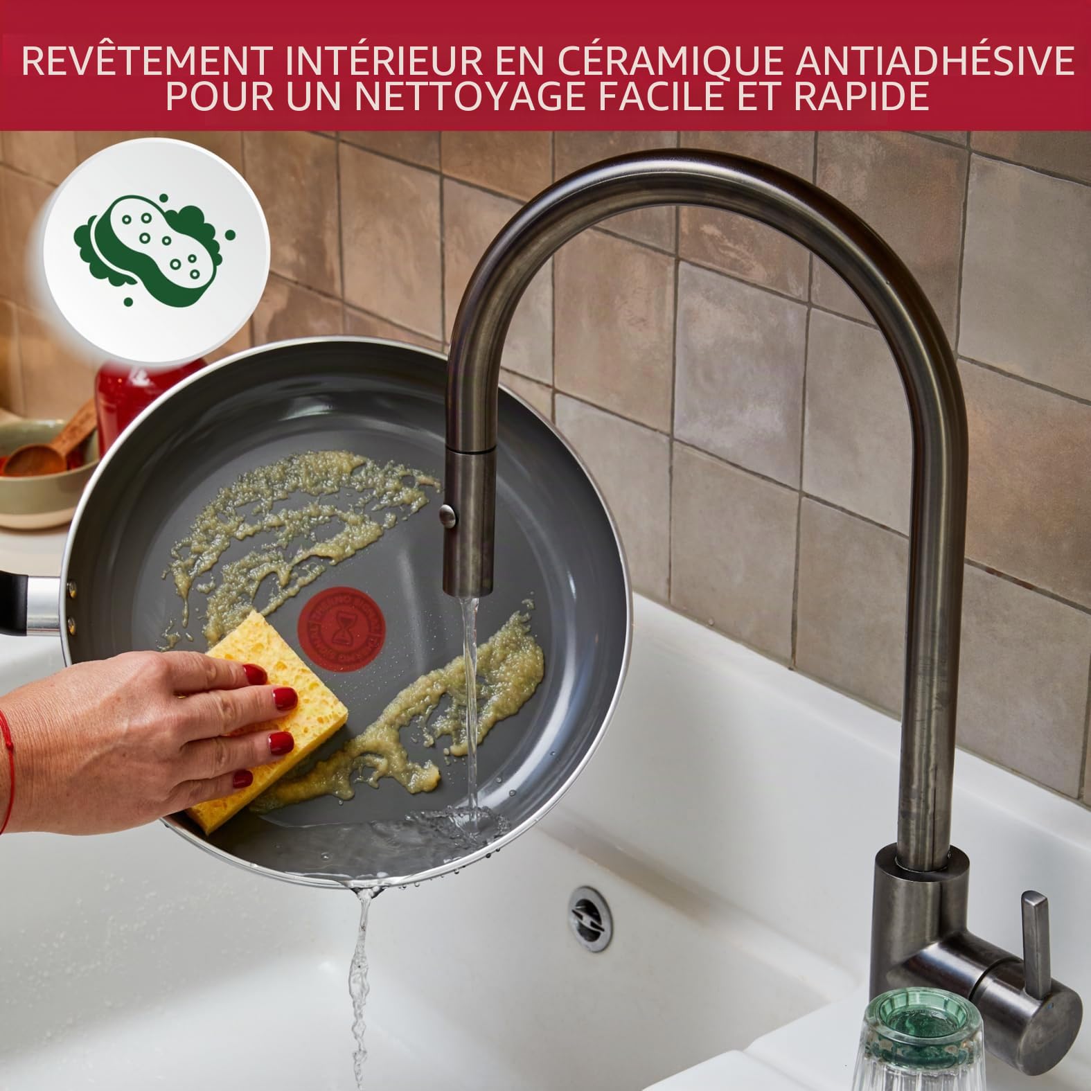 Lagostina Goccia Lot de 2 poêles 24/28 cm, revêtement en céramique antiadhésif, glisse optimale, nettoyage facile, écologique, thermo-Signal, sûr, compatible avec induction