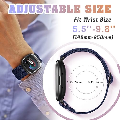 Miniatura 4 de Bcuckood Compatible con Fitbit Versa 4Versa 3Fitbit Sense 2Sense Band para mujeres y hombres, paquete de 5 correas de repuesto de nailon elástico