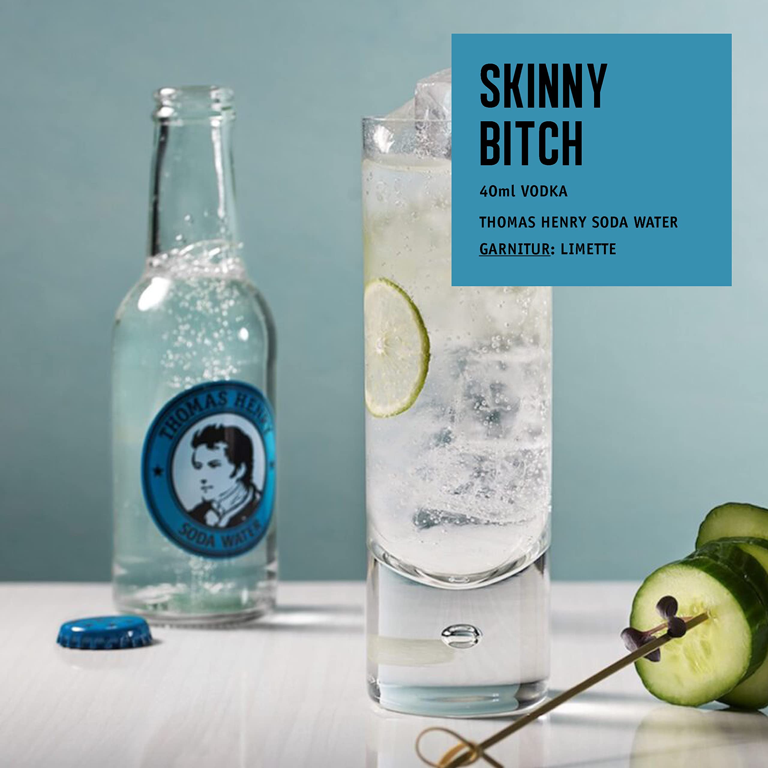 Thomas Henry Soda Water - aussergewöhnlich prickelnd (24 x 0,2 l Glas MW) 24er Set Soda Water zum Mixen deiner Longdrinks und Cocktails mit Vodka, Whiskey, Gin & Co.