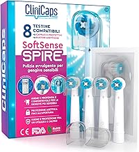 SoftSense Spire Double Protection Aseptic Sachet Protective Cap 8 Soft Heads Replacement Electric Toothbrush Compatible with Oral-B Soft Bristles