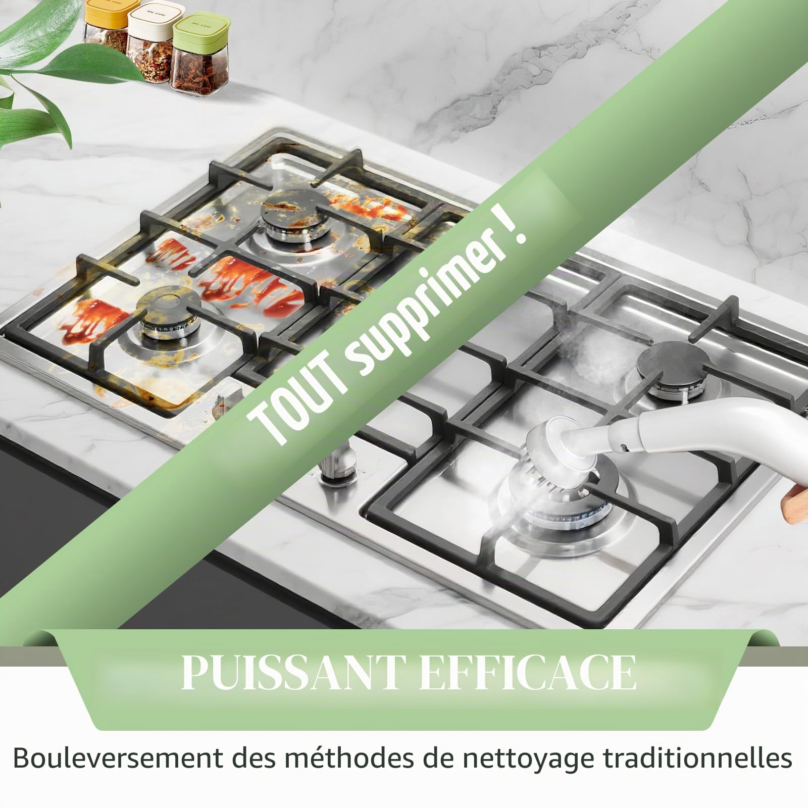 Nettoyeur Vapeur, 2500W Nettoyeur Vapeur Puissant avec 6 Brosses, Multi-Usages Steam Cleaner pour le Nettoyage en Profondeur des Tapisseries, Voiture, Cuisine, Salle de Bain, Carrelage