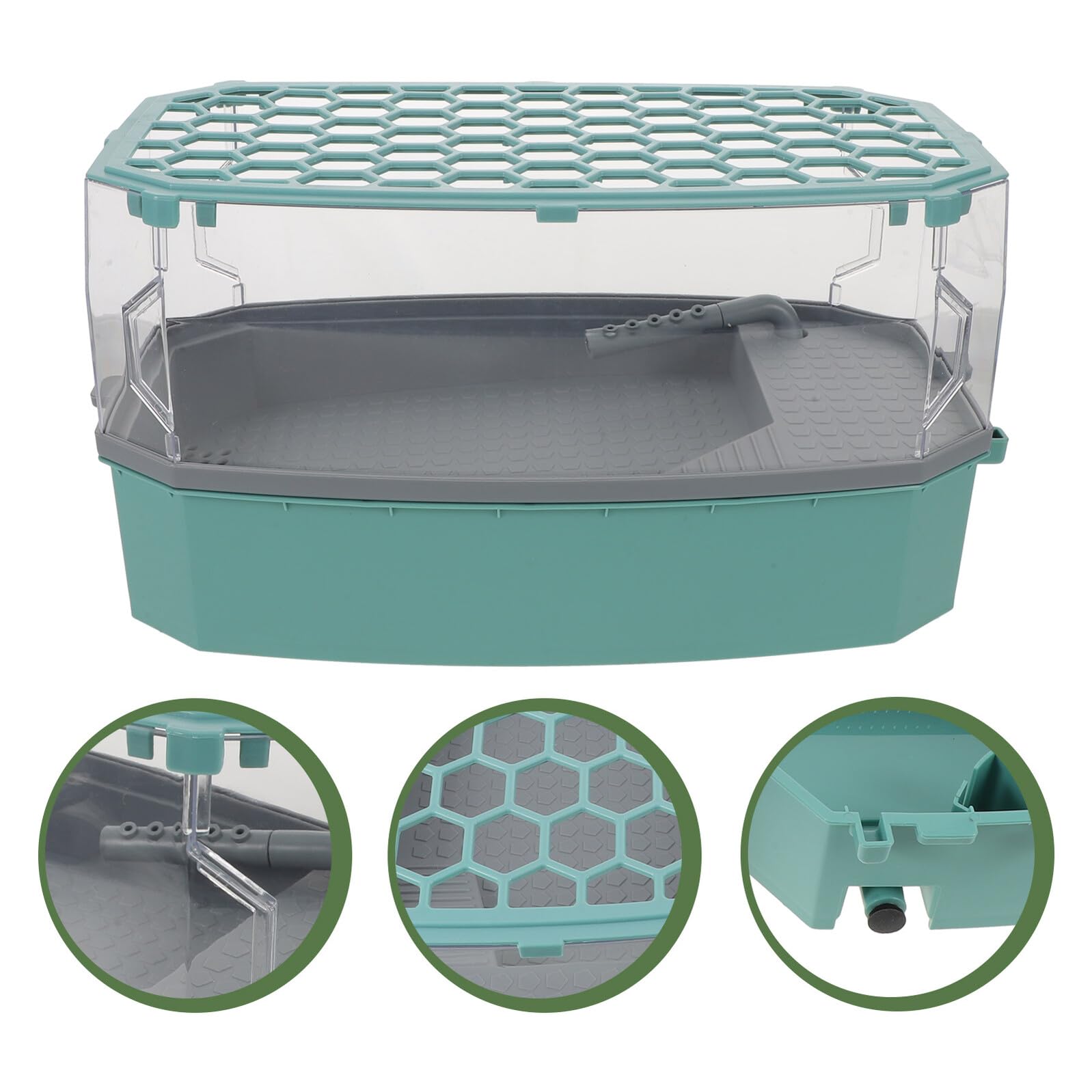 FRCOLOR Tortuguero Pequeño con Tapa Acuario Reptil Compacto con Plataforma para Tomar el Sol Hábitat Ecológico con Zona Terrestre y Acuática Tanque para Crías y Reptiles Domésticos