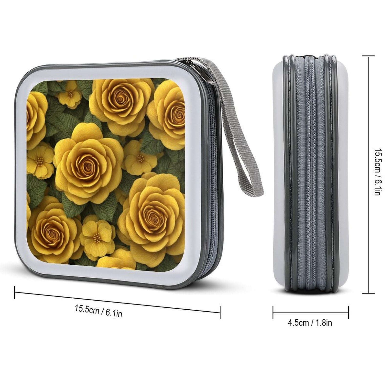 DuduYH Yellow Roses CD Case DVD Storage Case Portable for Car Home Travel