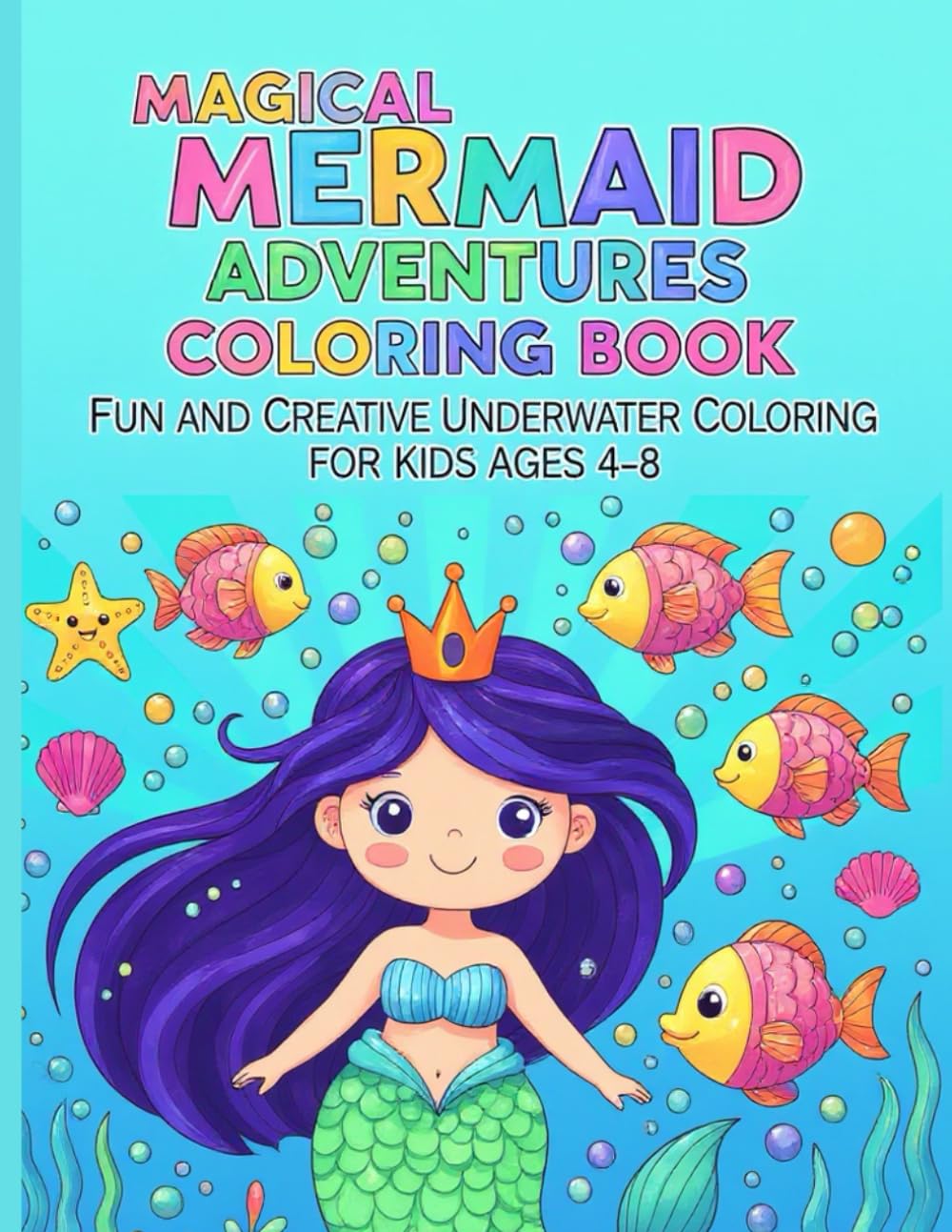 Magical Mermaid Adventures Coloring Book for Kids Ages 4–8 | Cute and Fun Underwater Coloring Pages for Girls