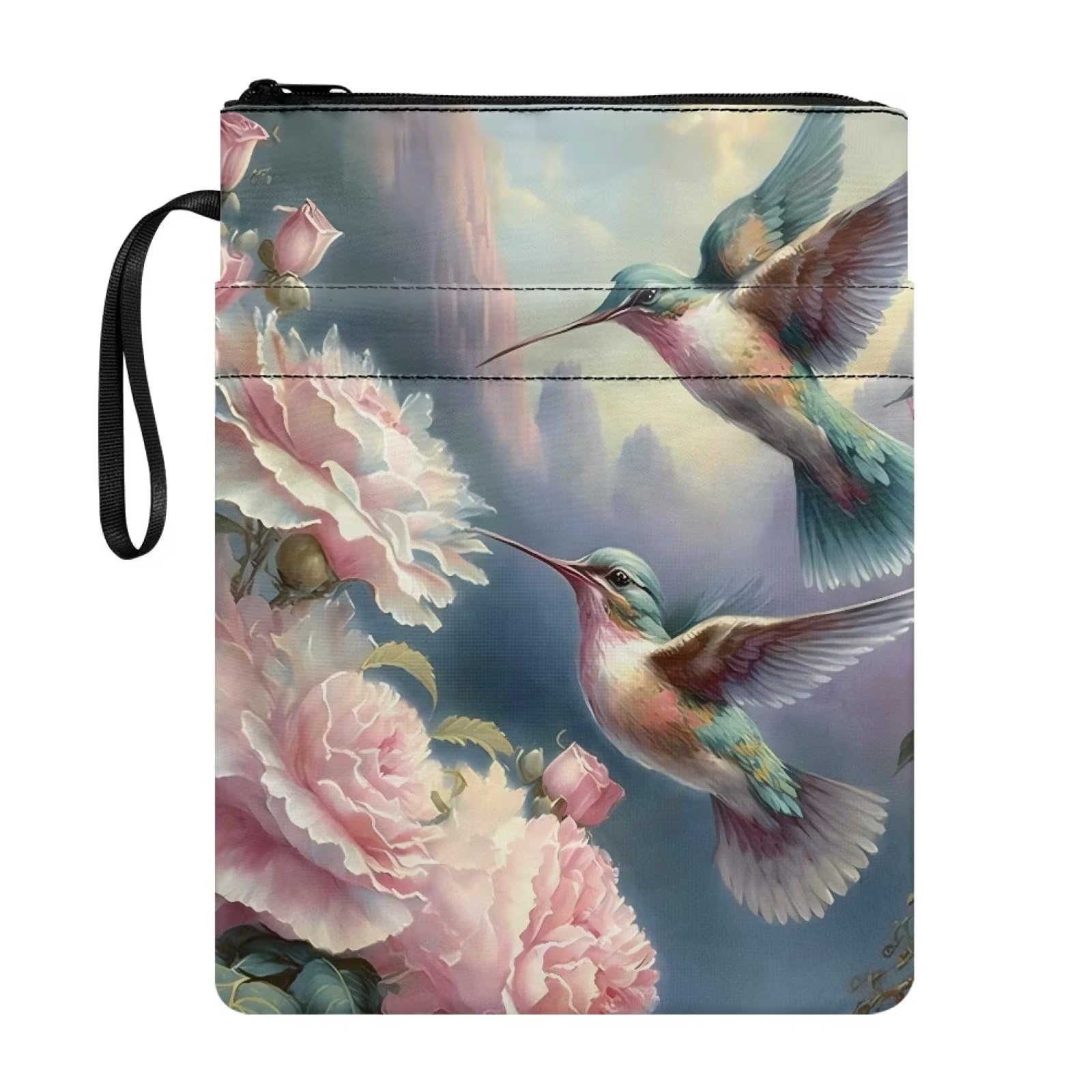 Poceacles Hummingbird Peony Flowers Book Covers for Hardcover Books Book Sleeve for Paperback Polyester Lightweight Book Protector Cover Book Sox