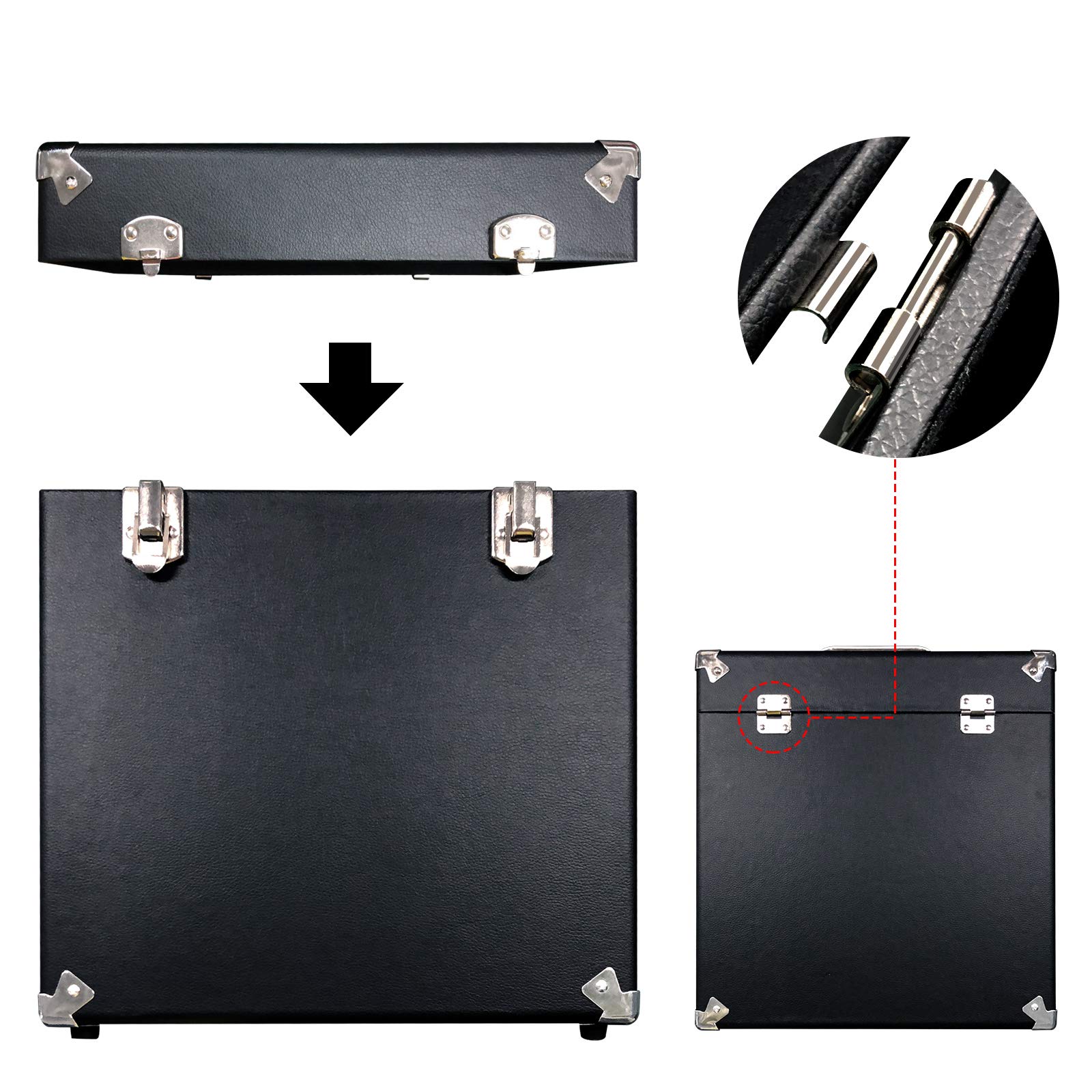 Buy Retround Vintage Retro Vinyl Leather Record Holder Case, LP Storage ...